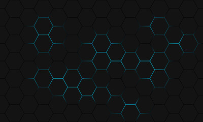 Poster - Black hexagon seamless pattern. Abstract hexagonal background.