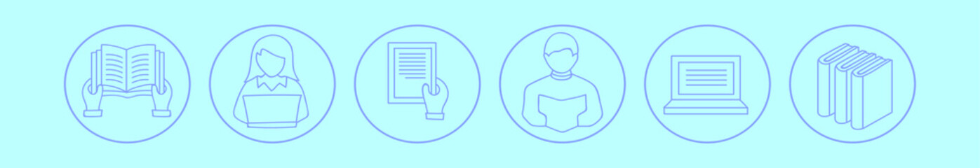 Wall Mural - set of e-reader cartoon icon design template with various models. vector illustration isolated on blue background
