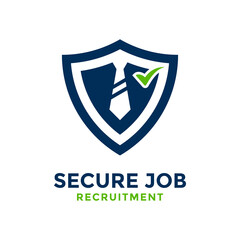 Wall Mural - Secure job logo design template. With concept of guard shape combined with business tie.