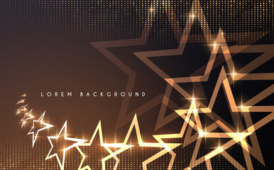 Wall Mural - golden stars background with glow effect