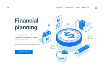 Poster - Financial planning oriented website with modern isometric design