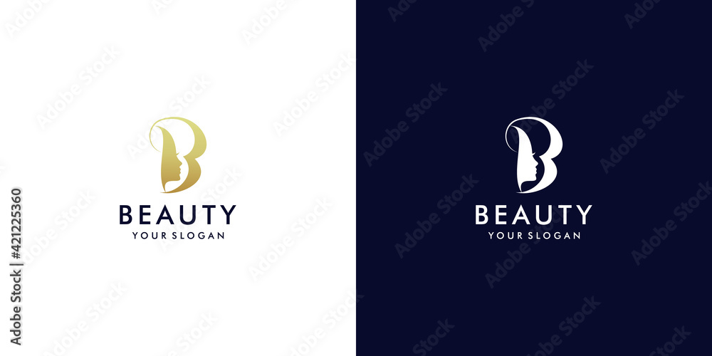 letter b beauty face logo design Stock Vector | Adobe Stock
