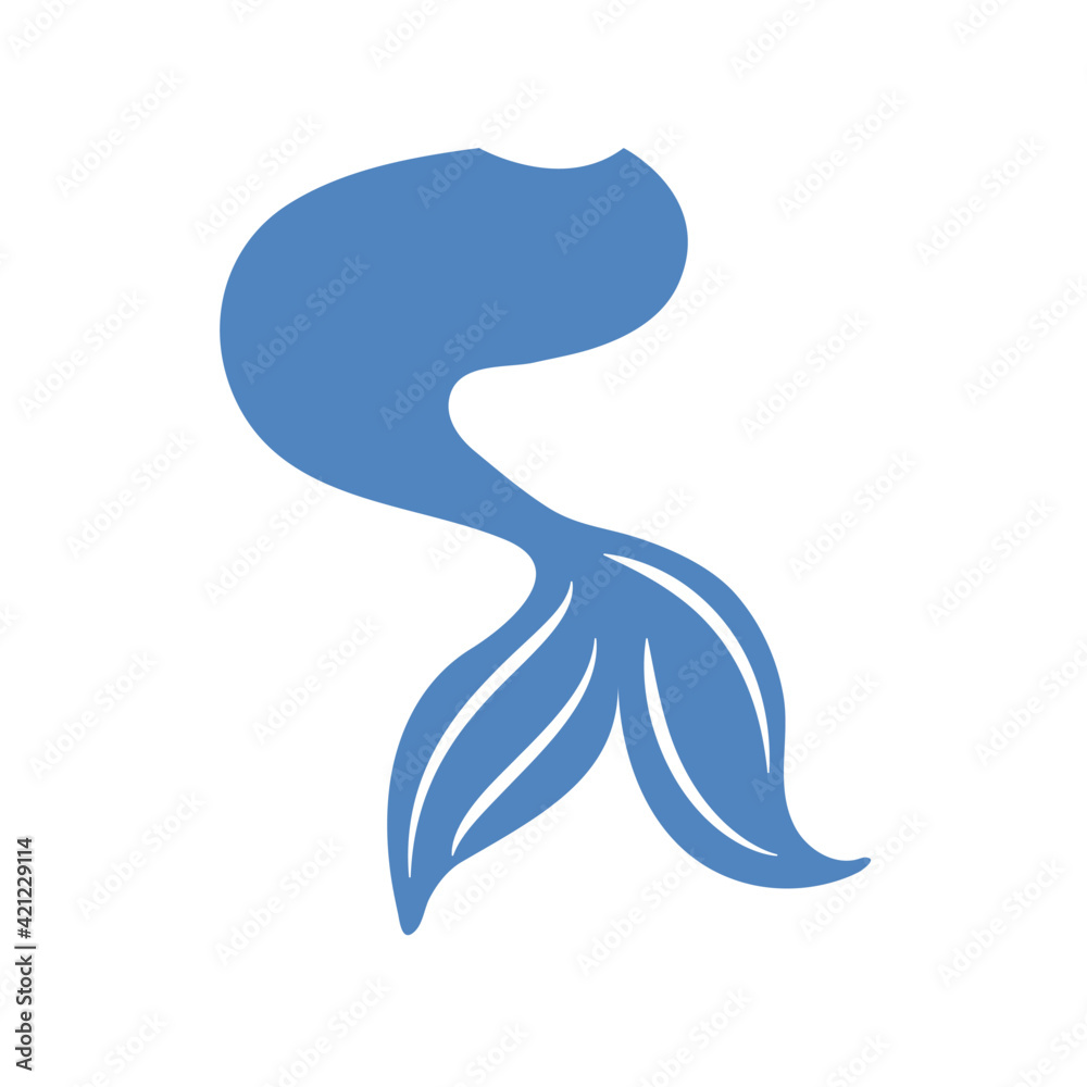 Beautiful mermaid tail vector Ocean mermaid tail design Isolated on white background