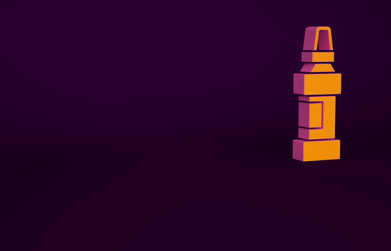 Orange Marker pen icon isolated on purple background. Minimalism concept. 3d illustration 3D render