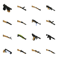 Canvas Print - 
Pack of Gun Isometric Icons

