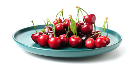 Fresh cherry fruit on white background.