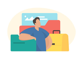 Poster - Business website menu illustration for Portfolio landing page design. Flat vector illustration