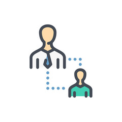 Poster - career growth and staff renewal color line icon. employee replacement and people transfer vector out