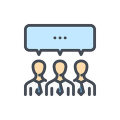 Poster - Brainstorming and General discussion color line icon. Team conversation vector outline colorful sign.