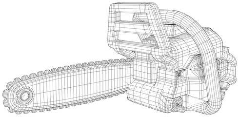 Vector outline chainsaw. Wire-frame. EPS10 format. Vector created of 3d.