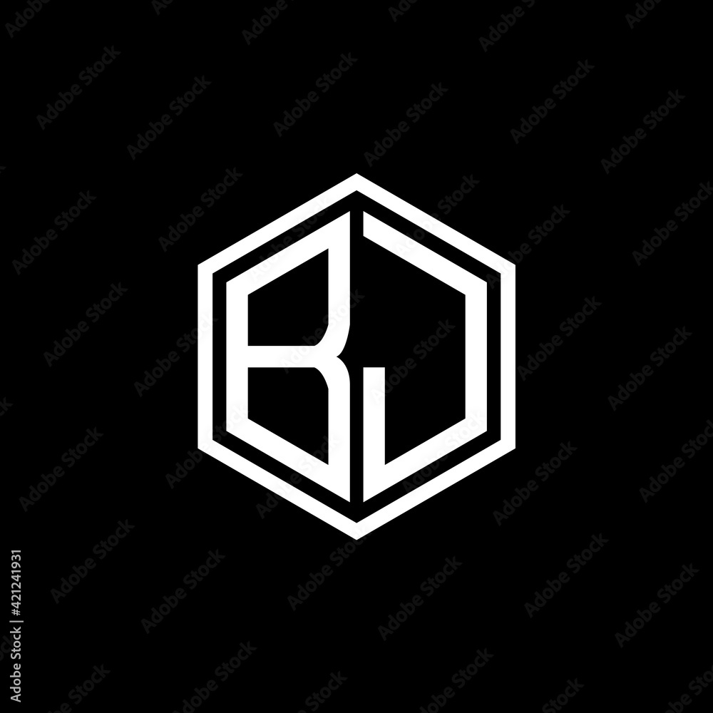 BJ letter icon design on black background. Creative letter BJ/B J logo ...