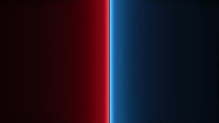 Poster - Abstract blue and red illuminating surface grow, rotate and split in two. 3D render of neon illuminating surfaces motion background.