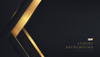 © Riseness - Abstract geometric overlapping on black background with glitter and golden lines glowing dots golden combinations. Modern luxury and elegant design with copy space. Vector EPS10