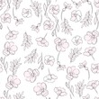 Flowers ink Pattern Seamless background ornament vector, floral pattern.
