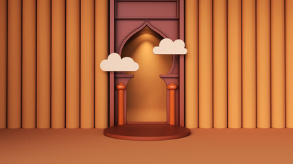 Abstract background, mock up scene for product display concept of ramadan mubarak. 3d illustration