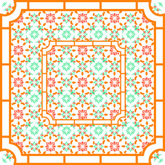 Poster - Fantastic flower ornament. Beautiful vector pattern. Design can be used for Scarf, Card, bandana print, kerchief design, napkin