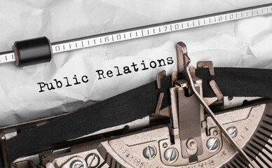 Aufkleber - Text Public Relations typed on retro typewriter