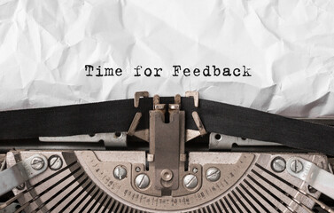 Aufkleber - Text Time for Feedback typed on retro typewriter