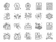 Lotto line icon set. Included the icons as lottery, raffle, draw, jackpot, rich, and more.