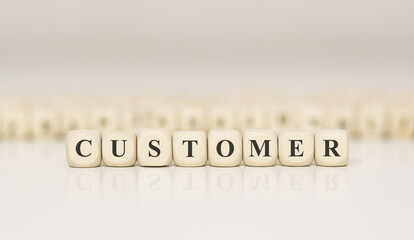 Wall Mural - Word CUSTOMER written on wood block. Business concept