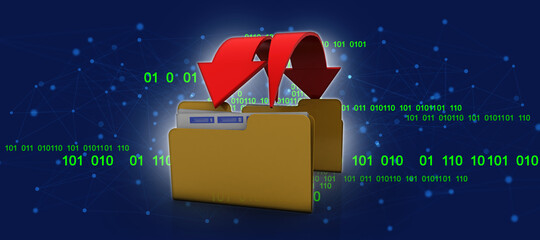 Poster - 3d rendering folder with documents

