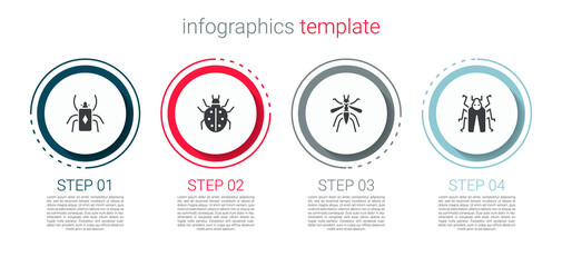 Canvas Print - Set Beetle bug, Mite, Mosquito and . Business infographic template. Vector