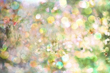 Spring Bokeh Abstract Blurred Yellow Cyan Background, Sun Glare Background