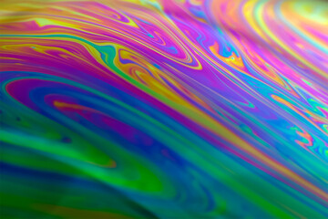 Wall Mural - colorful psychedelic soap bubble refractions pattern macro. colorful macro soap bubble iridescence