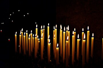 burning candles in the church