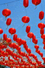 Chinese Lanterns Hung On The Streets Of Solo, Central Java During The Chinese New Year 2020