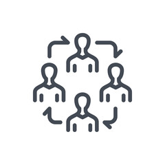 Poster - staff exchange and employee replacement line icon. staff renewal and people transfer vector outline 