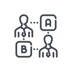 Poster - distribution of duties line icon. business structure and management vector outline sign.