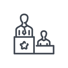 Poster - Leader and Best employee line icon. Leadership vector outline sign.