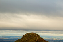 Man Looking At Sea Against Sky Roseberry Topping