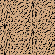 Vector Seamless Pattern Of Lynx Cat Skin. Background Design, Textile Decoration, Animalistic Print.