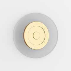 Poster - Golden goal icon. 3d rendering round gray key button, interface ui ux element.