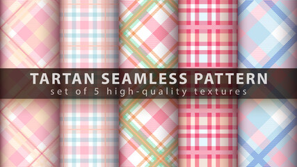 Sticker - Set classic tartan seamless pattern. 