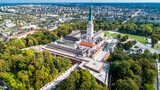 Fototapeta Pomosty - Poland, Częstochowa. Jasna Góra fortified monastery and church on the hill. Famous historic place and 
Polish Catholic pilgrimage site with Black Madonna miraculous icon. Aerial view in fall.