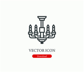 Poster - Chandelier vector icon.  Editable stroke. Linear style sign for use on web design and mobile apps, logo. Symbol illustration. Pixel vector graphics - Vector