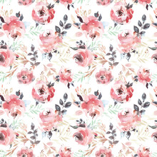Seamless Pattern With  Watercolor Roses