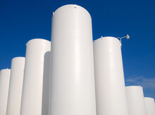 White Storage Tanks At A Propane Facility