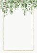 © britaseifert - Pale leaves - botanical design banner. Floral pastel watercolor border frame.