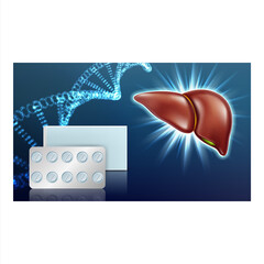 Sticker - liver Protect Liver Cells Promo Banner Vector