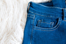 Blue Jean Pocket On White Background