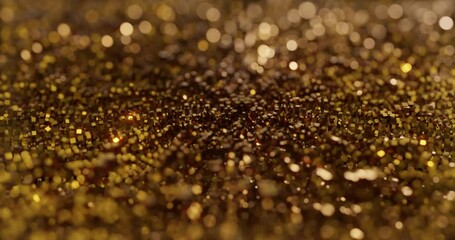Poster - gold glitter abstract background with sparkle reflection. golden cubes, crystal jewelry shimmering l