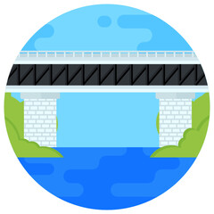 Wall Mural - 
Flat rounded icon of magdeburg water bridge 

