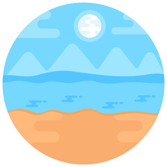 Poster - 
An island landscape flat rounded icon

