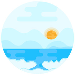 Sticker - 
Flat rounded icon of beach landscape

