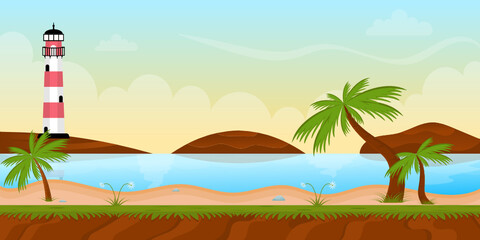 Wall Mural - 
A nature landscape background flat illustration 

