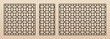 Laser cut panels. Vector template with geometric pattern in Arabian style, circular grid, lattice, curved lines. Decorative stencil for laser cutting of wood, metal, plastic. Aspect ratio 1:1, 1:2